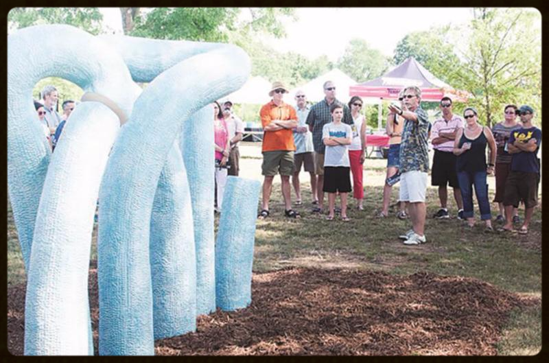 Jim Weitzel discussing his piece, Loop, at the Beyond Walls opening reception in June 2015. Photography provided by Natalee Susan Photography. 