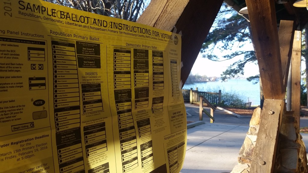 Lakeside voting: Sample ballot outside 242