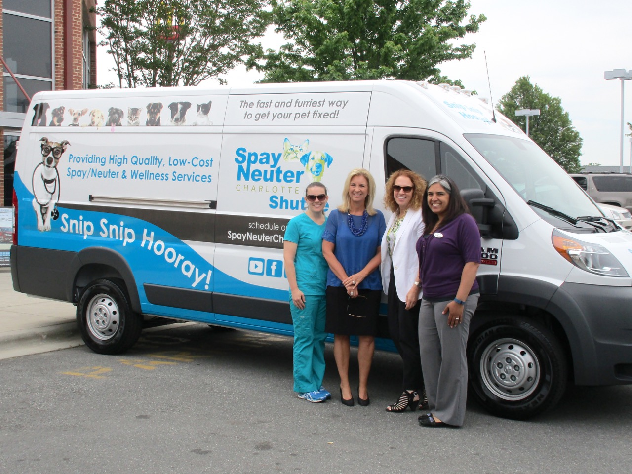 Photo (left to right): Spay Neuter Charlotte's medical director, Elizabeth Welch; Robin Smith Salzman; Spay Neuter Charlotte founder Cary Bernstein; Billie Richardson, business and HR manager at Spay Neuter Charlotte