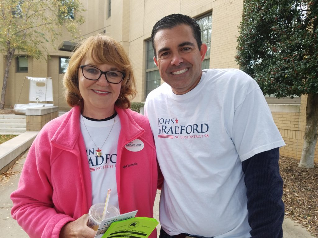 Ann Bradford, John Bradford, candidate for NC House District 98 at Town Hall