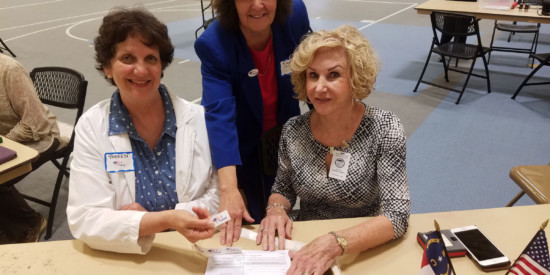 Theresa Taverna, Sherry Browning, Evelyn Godley-Sykes man the polls at 208 Bethel Church