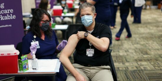 Dr. Priest gets the vaccine. Photo: Novant Health