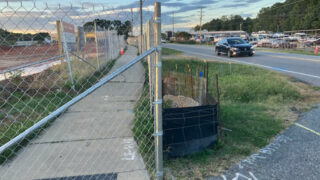 Blocked sidewalk on West Catawba