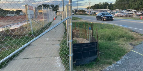 Blocked sidewalk on West Catawba