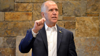 Tillis spoke at a Newsmakers Breakfast in 2023